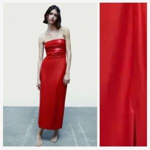 Zara Faux Leather Midi Dress